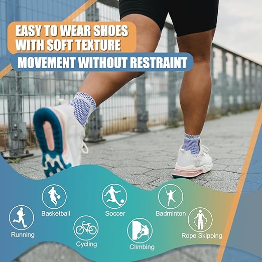 LISEPWU Copper Ankle Brace, Copper Infused Ankle Support Compression Sleeve for Men & Women, for Foot Pain Relief, Sprained Recovery, Achilles Tendonitis, Daytime or Night Use(Blue L)