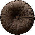 Teieas Round Throw Pillow Velvet Home Decoration Pleated Round Pillow Cushion for Couch Chair Bed Car (Brown)