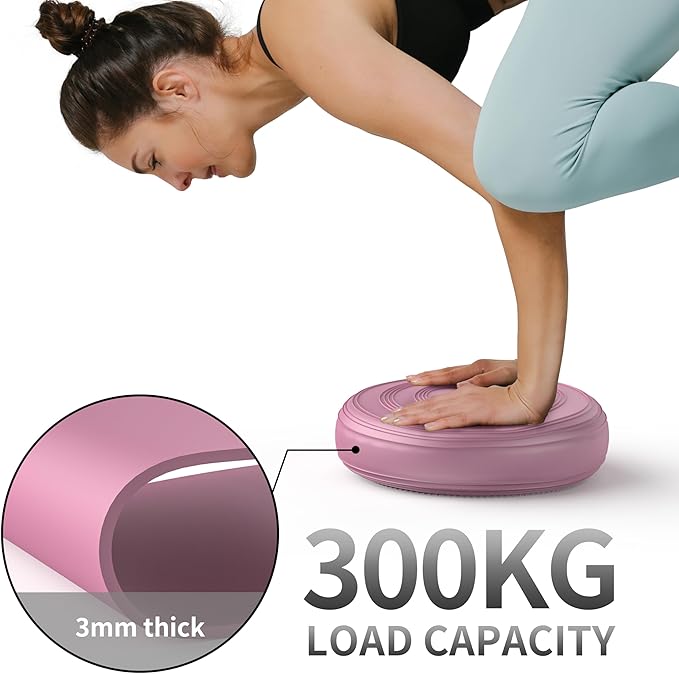 FITMIND Inflated Wobble Cushion,Circular Non-slip Texture for Comfortable Sitting,Extra Thick Dyna Disc with Pump for Core Strength,Wiggle Seat to Improve Posture,Fitness,660lb Load Capacity