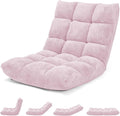 ARLIME Adjustable Floor Chair, 14-Position Lazy Sofa Chair with Back Support & Thick Padding, Portable Foldable Floor Couch for Adults, Use in Bedroom, Living Room, Home Theater (Light Pink)
