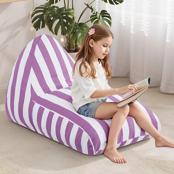 COMAX Bean Bag Chairs for Kids, Kid Beanbag Chair Stuffed with Filler, Toddler Lounge Chair Cotton, Lazy Floor Lounger for Girls and Boys, Premium Cotton Canvas