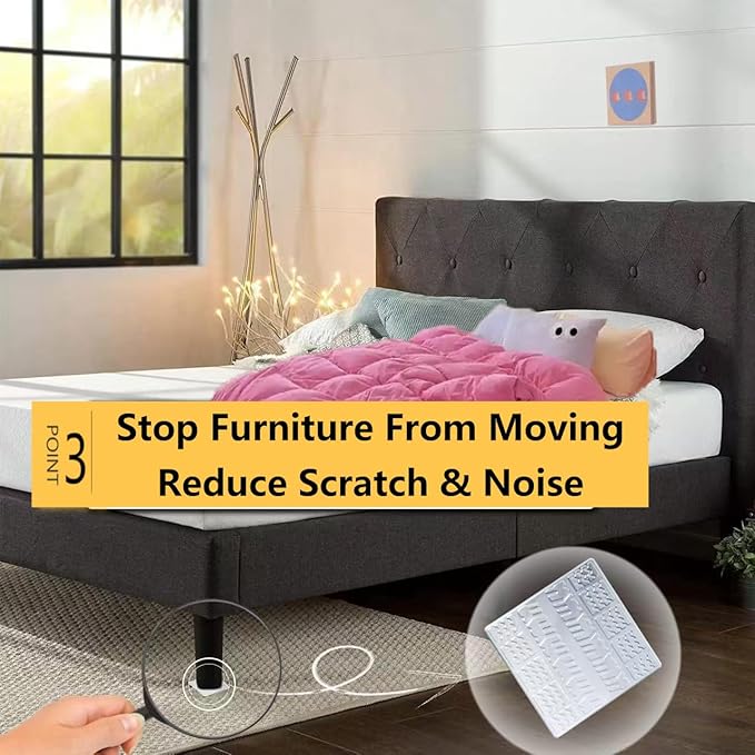 Clear Non Slip Furniture Pads, 12 PCS Rubber No Skid Furniture Grippers, Self Adhesive Anti Slip Furniture Pads, Anti Slide Hardwood Floors Protectors for Keep Couch Stoppers (2 inch Square)