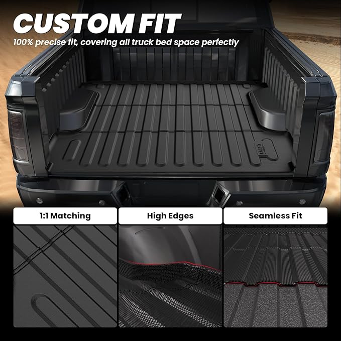 LASFIT 5FT7 Truck Bed Mat for Ram 1500 2002-2018 & 1500 Classic 2019-2024 (5.7 FT/67.4 inches) NOT for Optional Rambox, All Weather Custom Fit TPE Truck Bed Liner