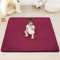 PAPAMAT 1.3" Thick Baby Floor Play Mat 50x50, Basic Padded Foam Mat for Tummy Time Crawling, Non Slip Cushioned for Babies Toddlers Infants Kids (Burgundy)
