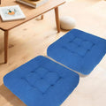 Meditation Floor Pillow Set of 2, Square Large Pillows Seating for Adults, Tufted Corduroy Cushion for Tatami Living Room, 22x22 Inch FP-Dblue