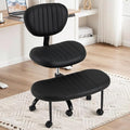 HOMHUM Ergonomic 360 Swivel Cross Legged Chair, Adjustable Height Active Sitting Chair with Lumbar Support, Multifunctional Wheeled Meditation Floor Chair for Gaming, Yoga, Black