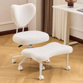 Sudwesto Ergonomic Cross Legged Chair, Teddy 360° Upholstered Swivel Meditation Chair with Wheels, Comfy Criss Cross Desk Chair for ADHD with Height-Adjustable for Office (White - Teddy)