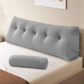 Z-hom Large Wedge Pillow Headboard, Queen Triangular Headboard Pillow, Reading Pillow Bed with a Roll Pillow for Bed Sitting Up Sleeping, Backrest Cushion Headboard Gap Pillow for Back, Light Gray