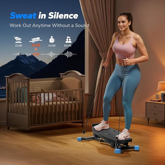 MERACH Balance Board for Adults, Rocking Stepper with Resistance Bands, Portable Wobble Board Featuring LCD Monitor, 300 lbs Capacity Ski Balance Trainer for Full Body Workout at Home Gym