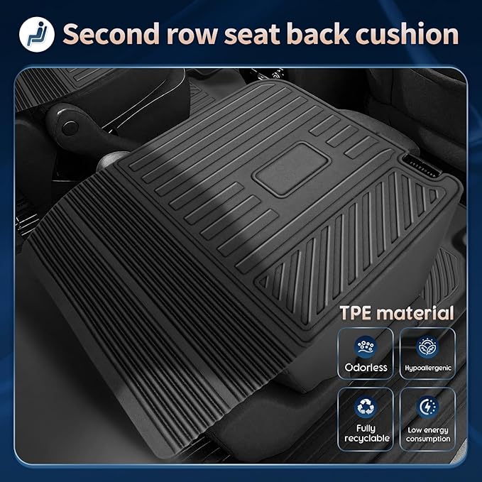 Floor Mats for 2024-2026 Chevrolet Chevy Traverse & for 2024-2026 GMC Acadia & for 2025-2026 Buick Enclave Accessories 7-Seat Bucket Chairs All Weather TPE Cargo Mat with Backrest Mat Black