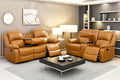 A Ainehome Recliner Sofa Set Living Room Manual Reclining Sofa Bonded Leather Loveseat Chair Sectional Couch for Living Room/Home (A-Ginger Leather, Sofa+Loveseat)