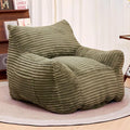Giant Bean Bag Chair for Adults, Corduroy Upholstered Beanbag Chair with Side Pocket, Comfy Bean Bag Sofa with Portable Handle, Floor Sofa Chair for Bedroom (Green)