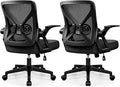 FelixKing Office Chair - Ergonomic Desk Chair Breathable Mesh Task with Wheels and Lumbar Support Home Desk Office Chairs with Flip up Armrest Rolling Swivel for Home Computer Black Pack of 2