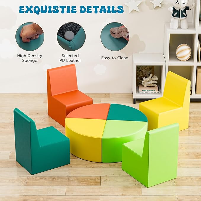 UMOMO MX-02 8 PCS Kids Sofa Set, Daycares Chairs for Toddlers Activities, Colorful Modular Flexible Seating Set for Home Preschool Playroom