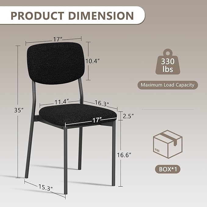 Einhomn Modern Dining Chairs Set of 2, Stackable Upholstered Dining Room Chairs, Kitchen Chairs w/Soft Velvet Backrest & Sturdy Metal Legs for Living Room, Restaurant, Black