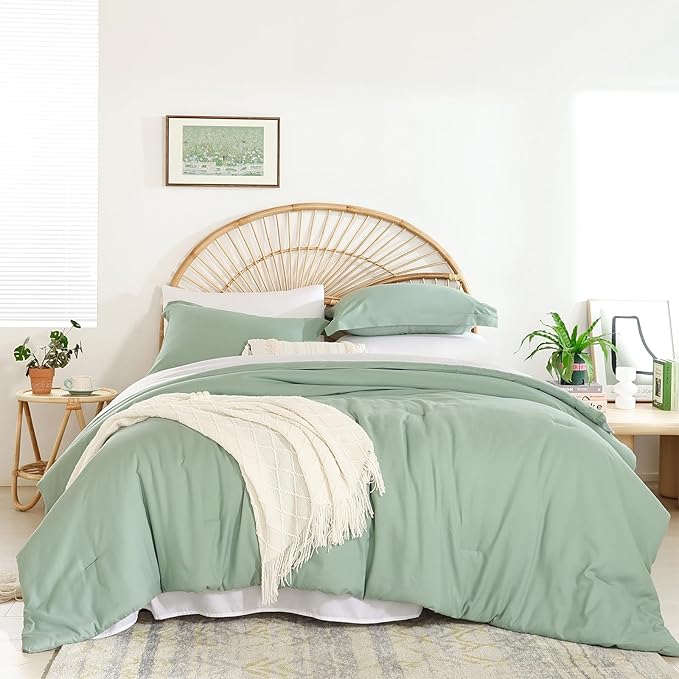 weigelia Twin Comforter Set 5 Pieces Sage Green Comforter Set Bed in a Bag Twin Bedding Set Soft Lightweight Comforters Set with Sheets for All Season