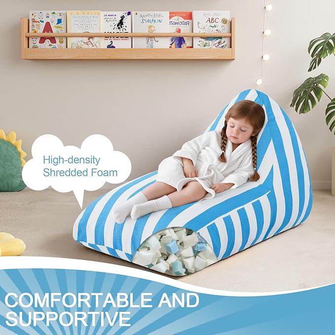 COMAX Bean Bag Chairs for Kids, Kid Beanbag Chair Stuffed with Filler, Toddler Lounge Chair Cotton, Lazy Floor Lounger for Girls and Boys, Premium Cotton Canvas