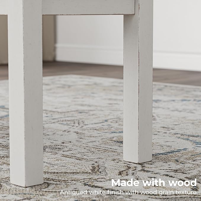 Signature Design by Ashley Robbinsdale Large Upholstered 48" W Dining Bench, Light Gray & White