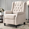 EBELLO Pushback Recliner Chair, Fabric Armchair Push Back Recliner with Rivet Decoration, Mid Century Wingback Accent Chair for Living Room, Bedroom, Beige
