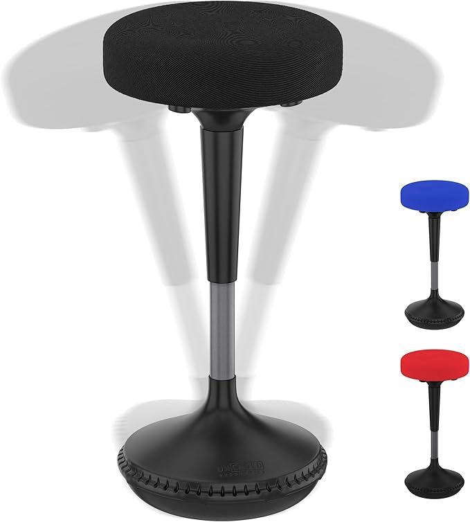 Uncaged Ergonomics Wobble Stool – Height Adjustable (23–33") Ergonomic Standing Desk Chair, Flexible Seating for Office, Classroom, and Active Sitting - Black