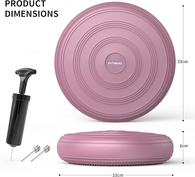 FITMIND Inflated Wobble Cushion,Circular Non-slip Texture for Comfortable Sitting,Extra Thick Dyna Disc with Pump for Core Strength,Wiggle Seat to Improve Posture,Fitness,660lb Load Capacity