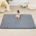 PAPAMAT 1.3" Thick Baby Floor Play Mat 71x79, Basic Padded Foam Mat for Tummy Time Crawling, Non Slip Cushioned for Babies Toddlers Infants Kids (Dark Grey)