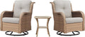 Belord Outdoor Swivel Rocker Patio Chairs - 360 Degree Swivel Glider Seating 350LBS Weight Capacity 3 Piece Wicker Rocking Chairs Set with Side Table for Porch Balcony Deck, Yellow/Beige