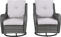 Rilyson Wicker Rocking Chair Swivel Chairs - 2 Piece Rocker Patio Chairs Set Rattan Rocking Chair for Outdoor Porch Deck Garden Backyard (Mixed Grey/Beige)