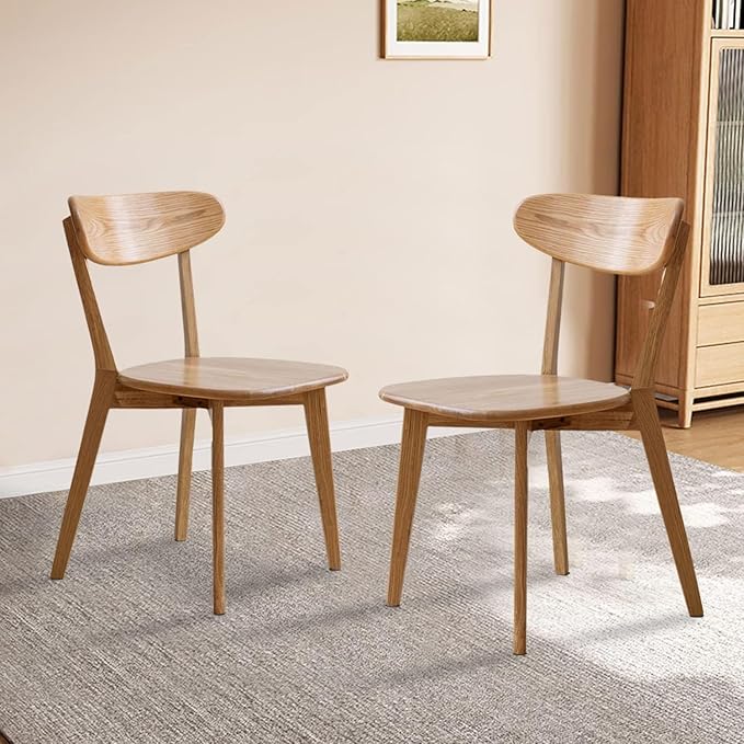 Hymus 100% Solid Oak Wood Dining Room Chairs - Practical Kitchen Chairs for Dining Room, Kitchen, Living Room (4, Natural)