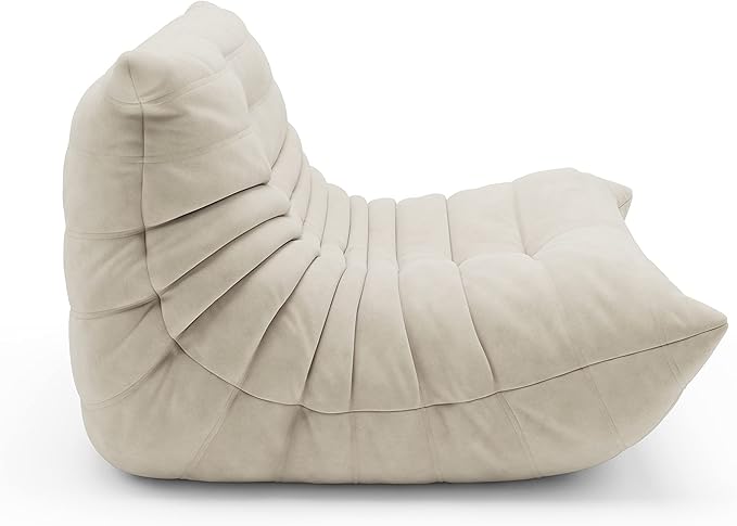 cebihy High-end Uncompressed Fireside Togo Chair, Bean Bag Chair, Foam Floor Sofa, Soft Lazy Lounge Sofa Couch, Armless Suede Fabric Cover Beanbag Accent Chairs for Living Room Bedroom Dorm Office