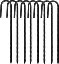 ERYTLLY 12In Rebar Stakes J Hook Heavy Duty Galvanized Metal Stakes for Ground Barrel Soil Tent Swing Set Anchors Fence Stakes Curved Steel Plant Support Garden Stakes with Hooks（12in 8pk）
