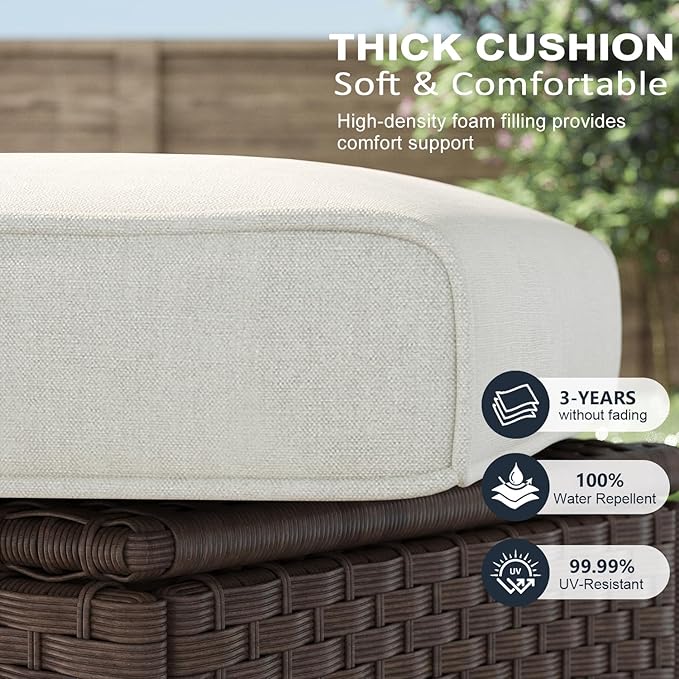 LayinSun 9 Piece Wicker Patio Furniture Set, Classis Outdoor Conversation 360 Degree Swivel Chairs Set with Coffee Table