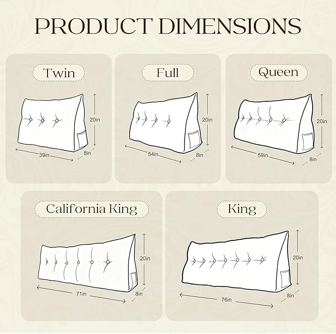 WOWMAX 80% Cotton 20% Linen Blend Headboard Pillow – California King Size Reading Wedge Backrest for Bed, Handmade Firm Support Bolster Cushion with Removable Cover, Premium Bed Rest Pillow, Deep Gray