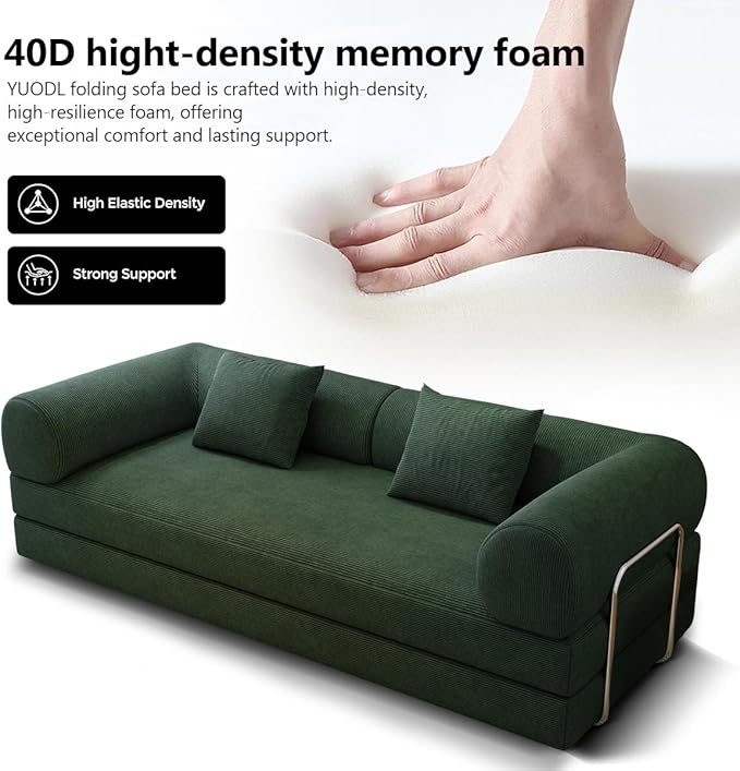 YUODL 78.8" Modular Sofa Bed - 4-in-1 Convertible Design with Corduroy Fabric and High Density Sponge, Removable Cover and Fixed Frame