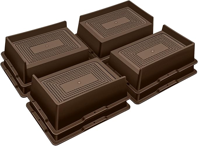 ANNKUT Bed Risers 2 Inch Heavy Duty,Oversized Couch Risers, Extra Wide Furniture Risers for Sofa Table Desk Headboard Chair Lifting,Rectangle Risering Blocks Support 6000 lbs(8 Pack Brown)