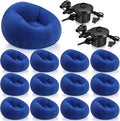 Realspring 12 Pcs Inflatable Bean Bag Chairs for Adults with Electric Air Pump, Blow up Couch Folding Portable Inflatable Couch Lazy Sofa for Outdoor Movie Nights Camping Room (Dark Blue)