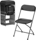 Allpop 6 Pack Plastic Folding Chair, 300lb Capacity, Portable Commercial Chair with Steel Frame for Home Office Wedding Party Indoor Outdoor Events, Stackable, Black