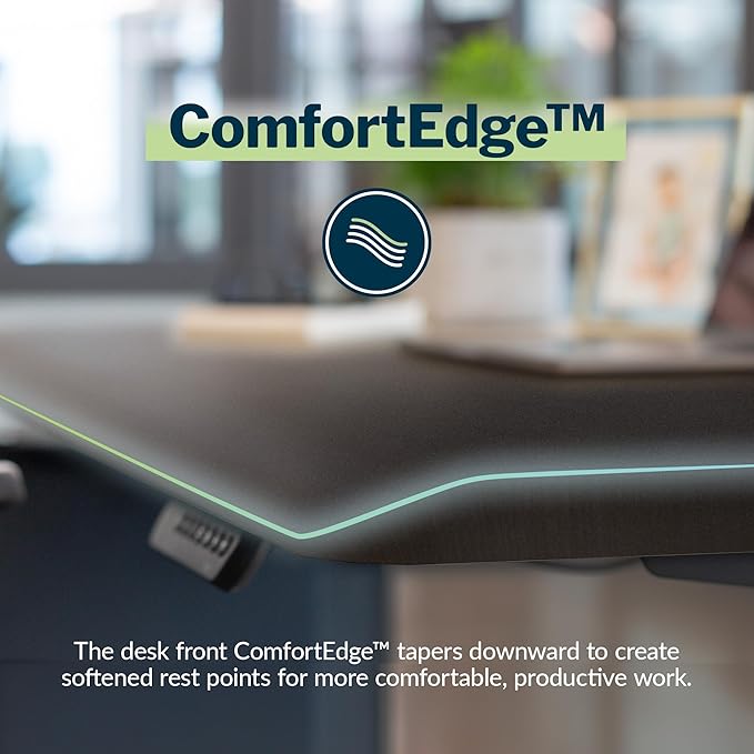Vari ComfortEdge 60x30 Inch Adjustable Electric Standing Desk – Sit Stand VariDesk with Memory Presets, Sloped Edge, 200 LB Capacity + Tool-Free Assembly (Black Top/Black Legs)