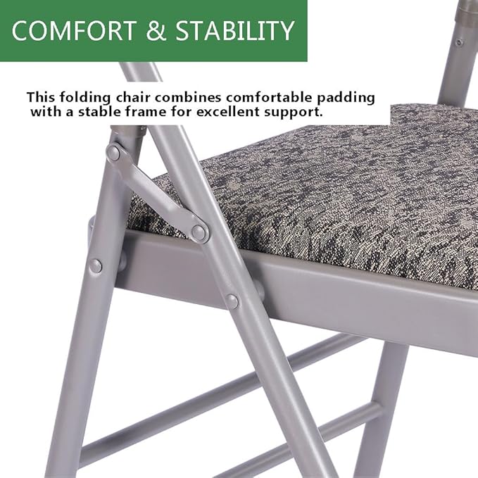 Amazing for less Pack of 2 (Fabric/Vinyl) Steel Frame Metal Foam Padded Folding Chairs (Black, Gray, White) (2-Pack - Fabric Gray)
