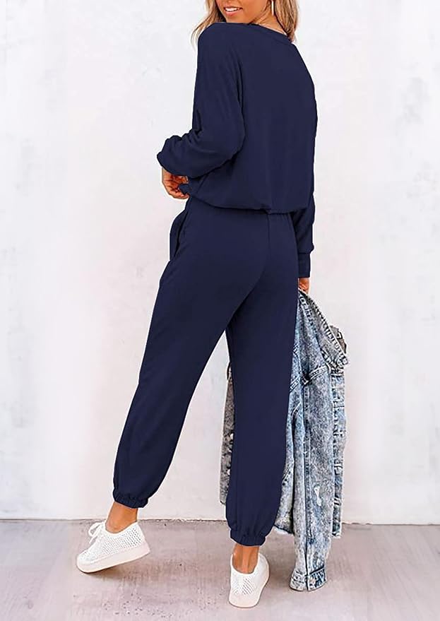 PRETTYGARDEN Women Fall 2 Piece Lounge Outfit Long Sleeve Tops High Waisted Jogger Pants Set Spring Travel Clothes Tracksuit