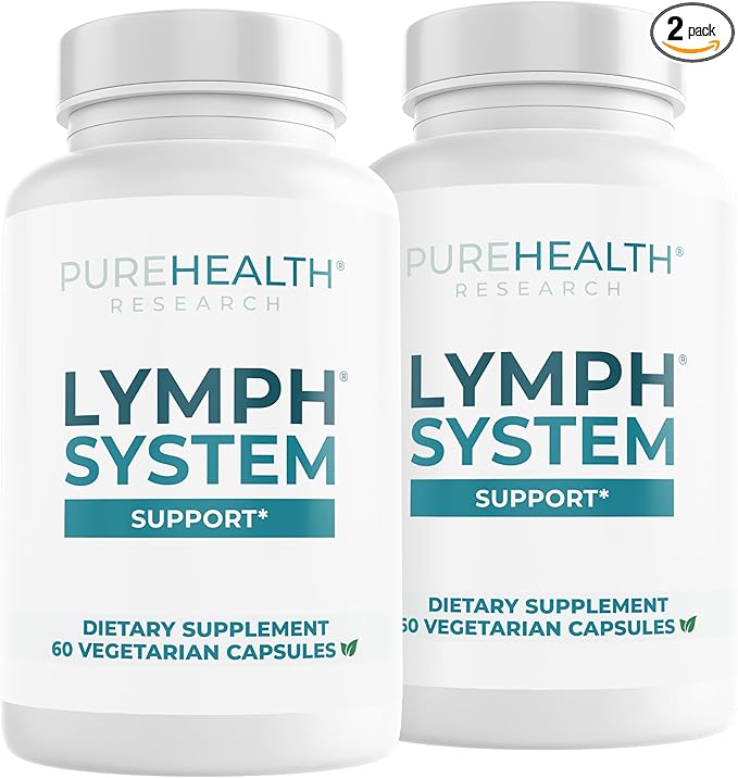 PUREHEALTH RESEARCH Lymph System Support - Lymphatic Drainage Supplement for Women & Men - Bromelain, Echinacea, Dandelion, Burdock Root, Lemon Powder, Kelp, Rutin, Cleavers & More - 120 Capsules
