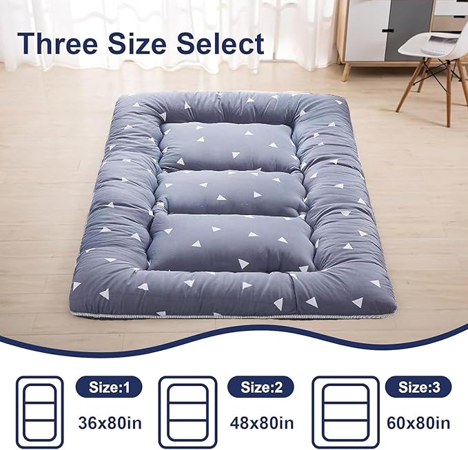 Japanese Floor Mattress,Thicken Japanese Floor Sleeping Pad Foldable,Roll Up Tatami Mat Easy to Store and Portable,Futon Mattress Suitable for Camping and Guest Room (Starry Blue, Twin (80" x 36"))