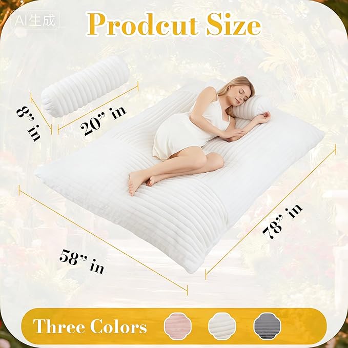 5 in 1 Bean Bag Chair with A Roll Pillow,Giant Bean Bag Chairs for Adults,Ultra Soft & Machine Washable Cover,Convertible Sofa Bed Floor Couch Lounger for Living Room,Bedroom