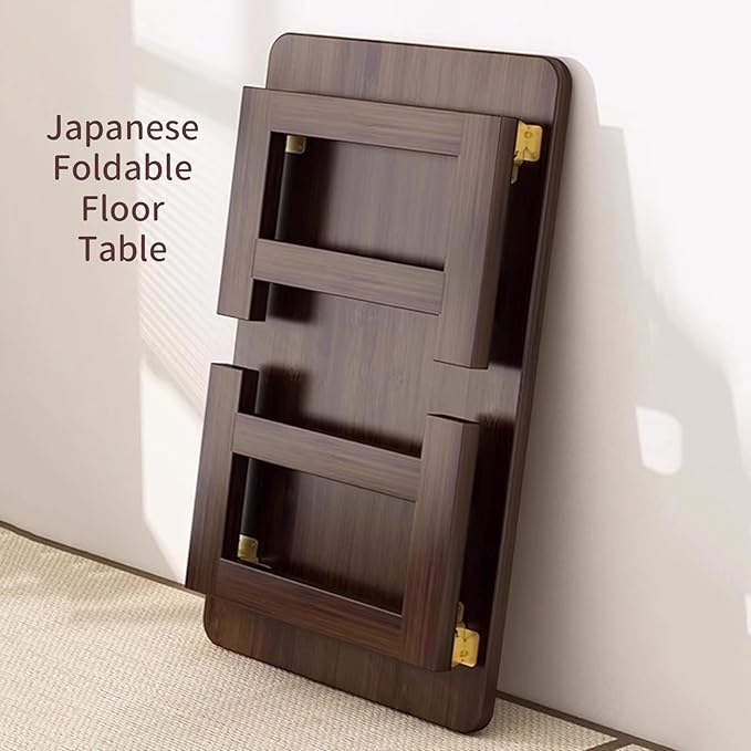 BitMit Japanese Foldable Floor Table,Portable Solid Wood Japanese Folding Coffee Table, No Assembly Table for Sitting on The Floor,Tea Table for Tatami,Living Room,Bedroom,Small Space（31.5in）