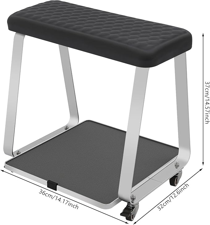 Pedicure Foot Rest, Portable Nail Salon Footrest with Organizer Tray, 110LBS Load Capacity, Lockable Casters for Beauty Nail Salon, Spa, Home, Clinic (Black)