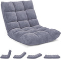 MAT EXPERT Floor Chair with Back Support, Floor Gaming Chair w/ 14 Adjustable Position,Soft Coral Fleece&Alloy Steel Frame, Foldable Floor Seat,Padded Lazy Couch Recliner for Meditating (Gray)