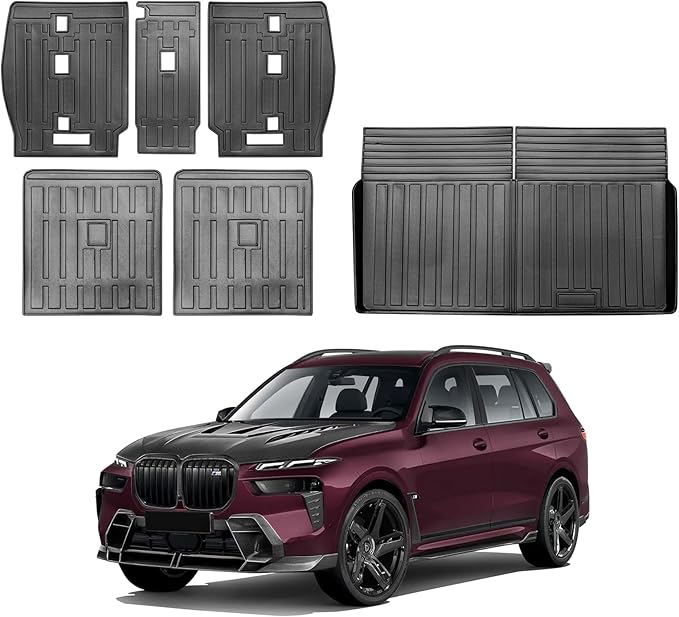 Compatible for 2019-2025 BMW X7 Cargo Liner & Backrest Mats All Weather TPE Mat 2nd Row and 3rd Row Seat Back Cover for 2019-2025 BMW X7 Accessories