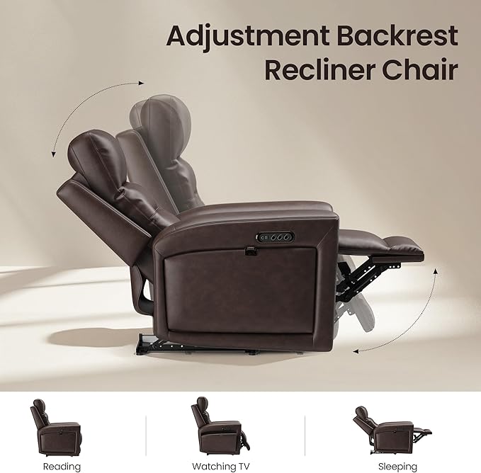 COLAMY Aura Triple Motors Power Recliner Chair with Power Headrest & Lumbar Support for Living Room, Home Theater Seating with Armrest Storage, Dark Brown