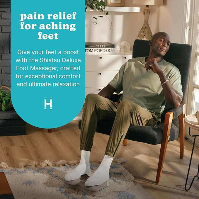 HoMedics Dual Shiatsu Foot Massager with Heat, Deep-Kneading Massage, Pain Relief and Muscle Recovery, Relaxes Feet, Toe-Touch Controls, Soft Mesh Fabric, Portable for Home and Office