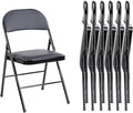 Sweetcrispy Folding Chair 6 Pack, Leather Padded Folding Chairs, Sturdy Metal Foldable Chairs, Easy to Use and Store, Outdoor and Indoor, for Home, Office, Party, Comfy